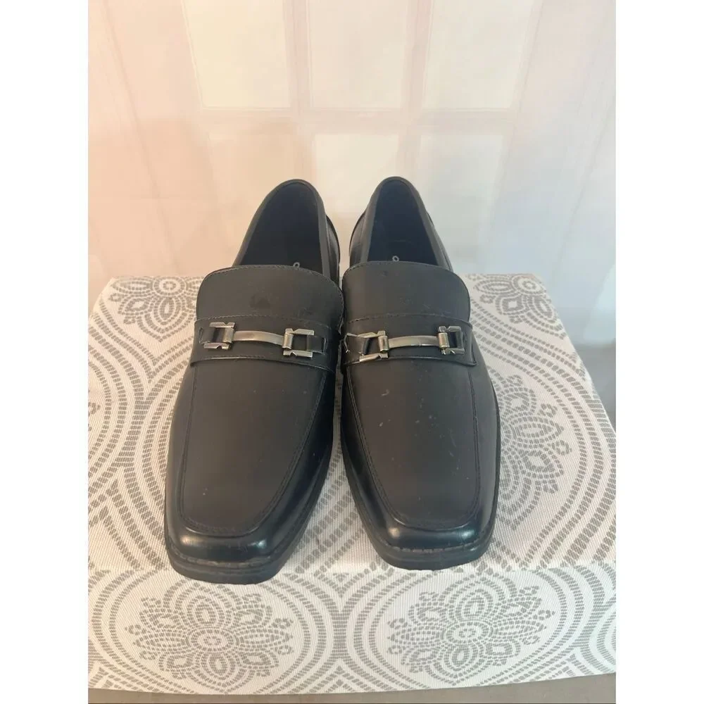 Akademiks Black Slip On Square Toe Comfort Buckle Loafer Dress Shoe Size 10
